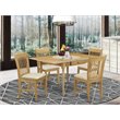 Pemberly Row 5-Piece Wood Dining Set with Slat Back Chairs in Oak