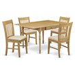 Pemberly Row 5-Piece Wood Dining Set with Slat Back Chairs in Oak