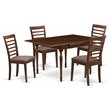 Pemberly Row 5-Piece Wood Dining Set with Mahogany Finish and Fabric Seats