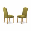 Pemberly Row 5-Piece Wood Dining Set with Light Pickle Linen Chairs in Oak