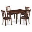 Pemberly Row 5-Piece Wood Dining Set with Ladder-Back Chairs in Mahogany