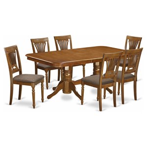 Pemberly Row 7-Piece Dining Set with Extendable Table in Saddle Brown Finish