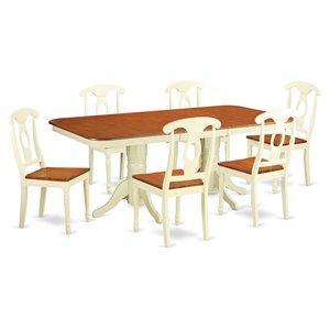 Pemberly Row 7-Piece Wood Kitchen Table Set in Buttermilk and Cherry Finish