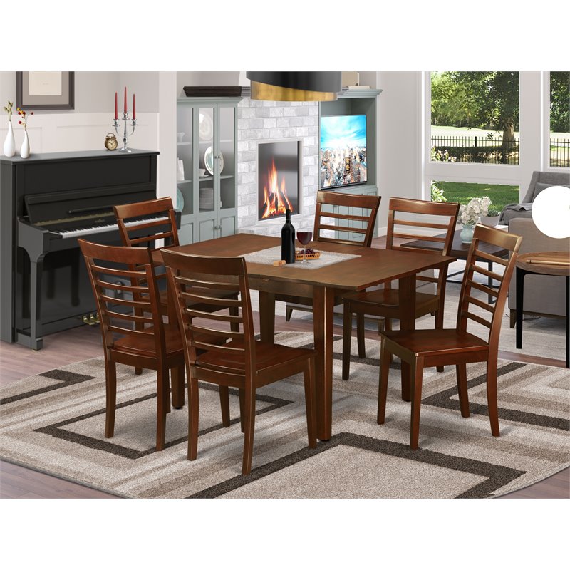Pemberly Row 7-Piece Wood Dining Set with Mahogany Finish