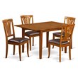 Pemberly Row 5-Piece Dining Table Set with Saddle Brown Finish