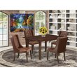 Pemberly Row 5-Piece Wood Dining Set with Linen Upholstery and Mahogany Finish