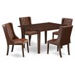 Pemberly Row 5-Piece Wood Dining Set with Linen Upholstery and Mahogany Finish