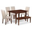 Pemberly Row 6-Piece Wood Dining Set with Extendable Table and Mahogany Bench