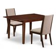 Pemberly Row 3-Piece Dining Set in Mahogany and Light Tan Fabric