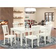 Pemberly Row 7-Piece Dining Set Slatted Wood Chairs in Linen White Finish