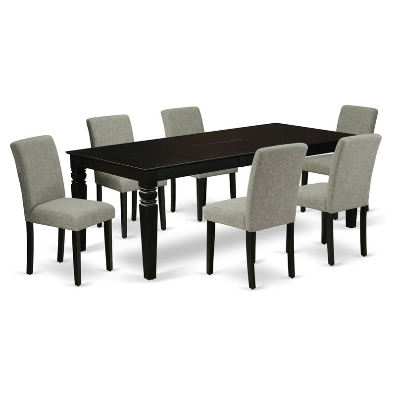Pemberly Row 7-Piece Rubberwood Kitchen Set in Black and Shitake Fabric