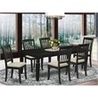 Pemberly Row 7-Piece Dining Table Set with Black Finish and Cream Seats