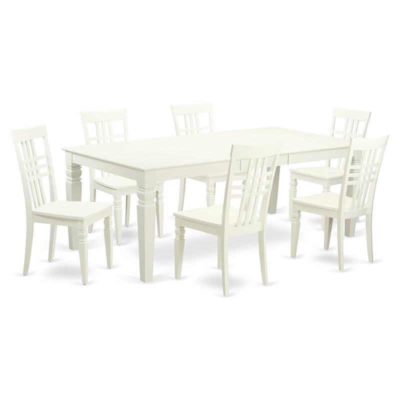 Pemberly Row 7-Piece Wood Dining Set in Linen White Finish