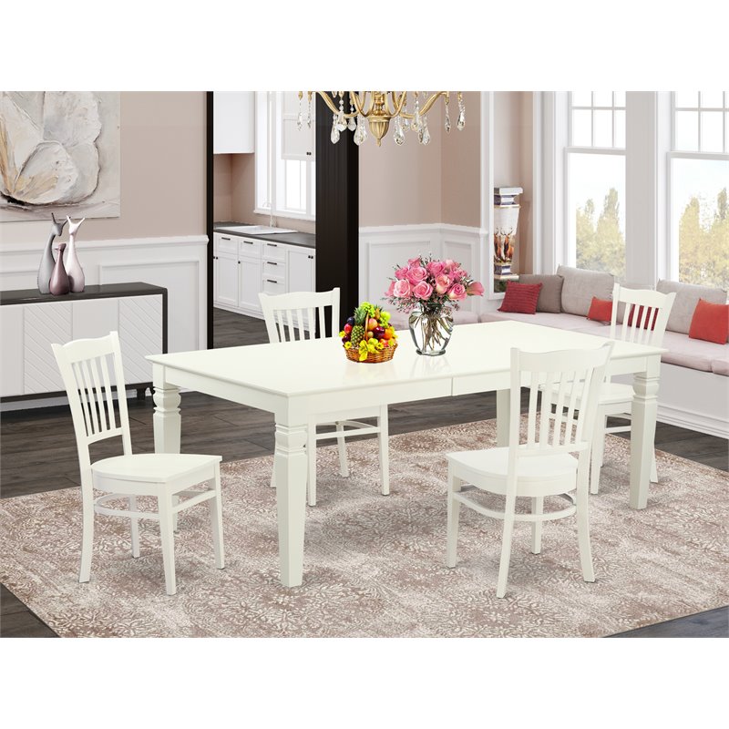 Pemberly Row 5-Piece Wood Dining Set in Linen White Finish