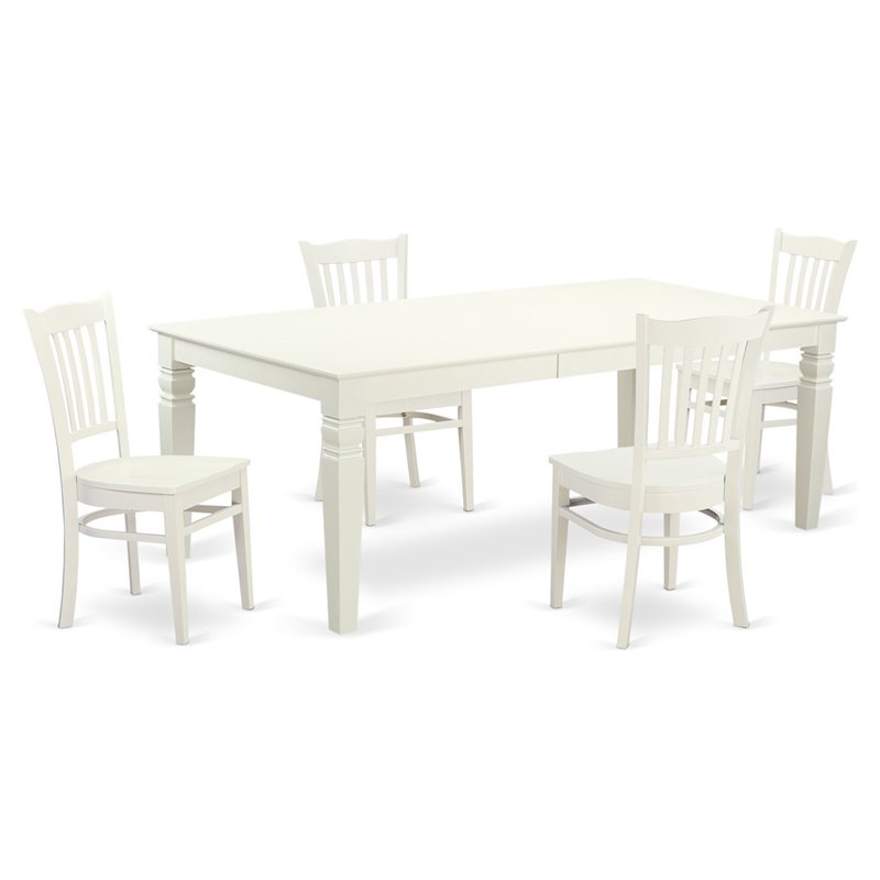 Pemberly Row 5-Piece Wood Dining Set in Linen White Finish