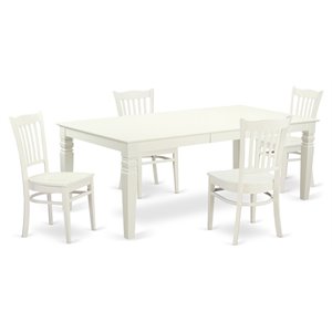 Pemberly Row 5-Piece Wood Dining Set in Linen White Finish