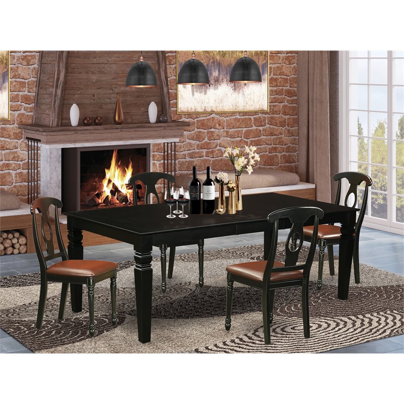 Pemberly Row 5-Piece Wood Dining Set with Black Finish