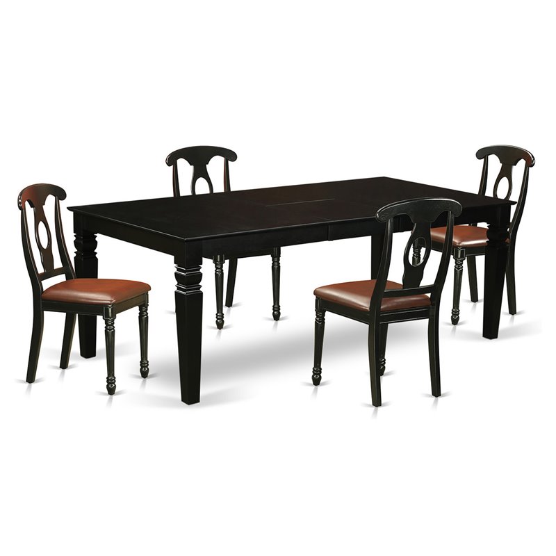 Pemberly Row 5-Piece Wood Dining Set with Black Finish