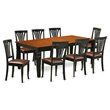 Pemberly Row 9-Piece Wood Dining Set with Black and Cherry Table