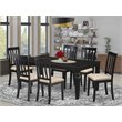 Pemberly Row 7-Piece Wood Dining Set with Black Table and 6 Chairs