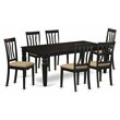 Pemberly Row 7-Piece Wood Dining Set with Black Table and 6 Chairs