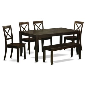 Pemberly Row 6-Piece Wood Dining Table Set with Butterfly Leaf in Cappuccino
