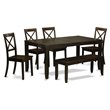 Pemberly Row 6-Piece Wood Dining Table Set with Butterfly Leaf in Cappuccino