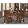 Pemberly Row 5-Piece Dining Set with Wooden Chairs in Mahogany Finish