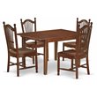 Pemberly Row 5-Piece Dining Set with Wooden Chairs in Mahogany Finish