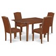 Pemberly Row 5-Piece Wood Dining Set with Parson Chairs in Mahogany