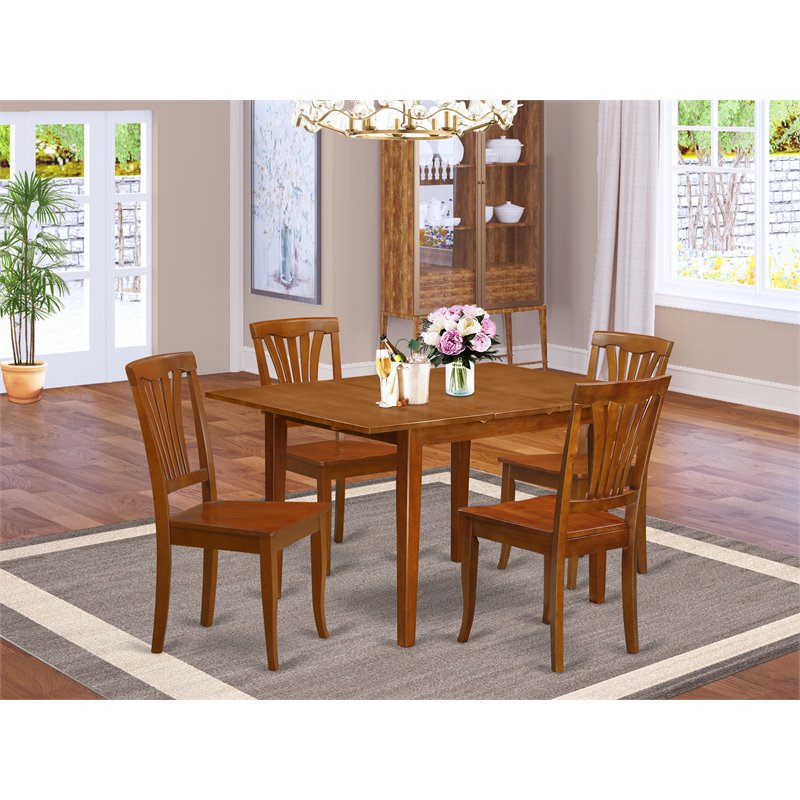 Pemberly Row 5-Piece Wood Dining Table and Chairs in Saddle Brown