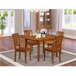 Pemberly Row 5-Piece Wood Dining Table and Chairs in Saddle Brown