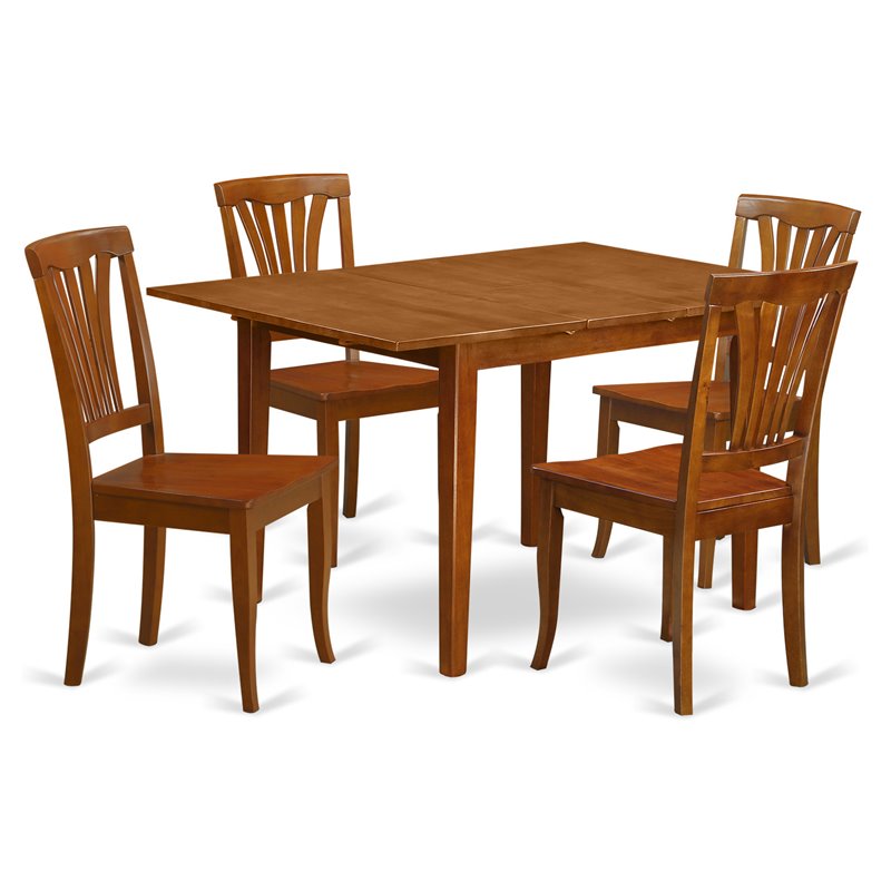 Pemberly Row 5-Piece Wood Dining Table and Chairs in Saddle Brown