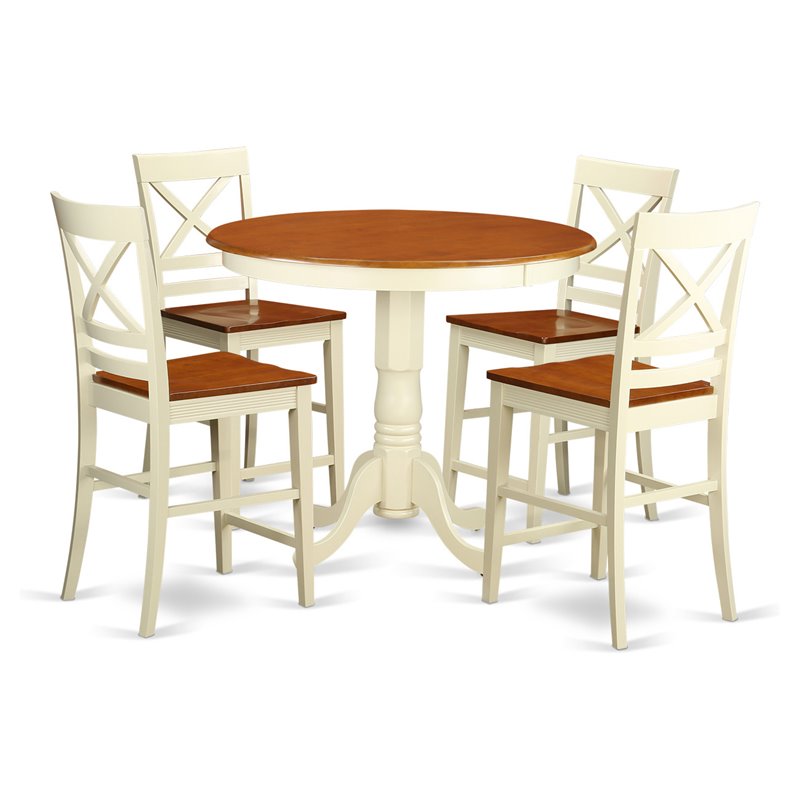 Pemberly Row 5-Piece Dining Set in Buttermilk/Cherry Finish