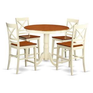 Pemberly Row 5-Piece Dining Set in Buttermilk/Cherry Finish