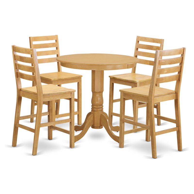 Pemberly Row 5-Piece Traditional Wood Dining Table Set in Oak