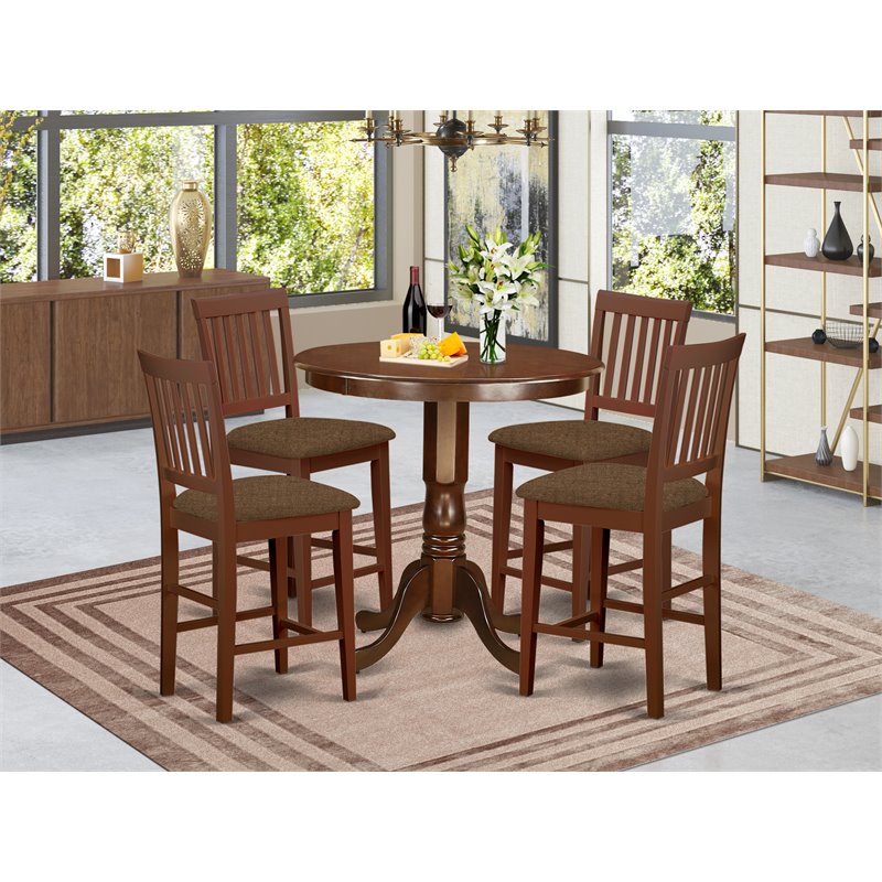 Pemberly Row 5-Piece Wood Dining Table and Chairs in Mahogany