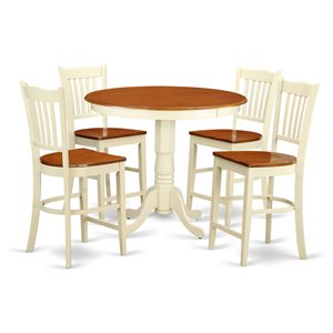 Pemberly Row 5-Piece Wood Dining Set in Buttermilk and Cherry