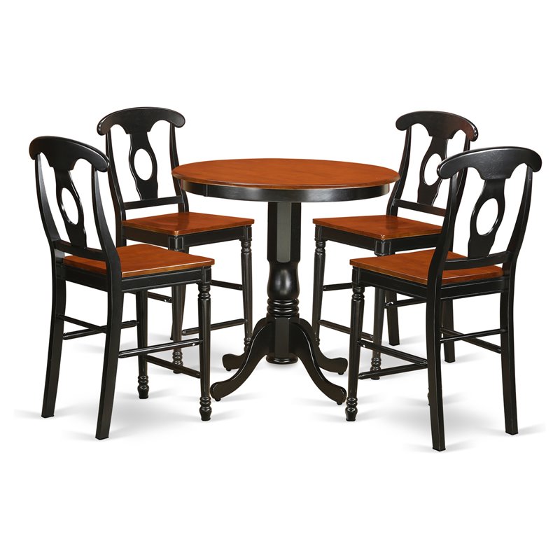 Pemberly Row 5-Piece Wood Dining Table Set in Black and Cherry Finish