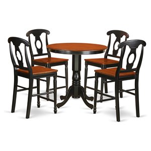 Pemberly Row 5-Piece Wood Dining Table Set in Black and Cherry Finish