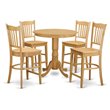 Pemberly Row Oak 5-Piece Wood Dining Set with Bar Stools