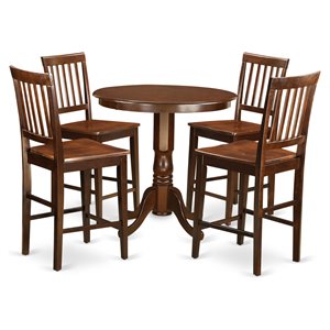 Pemberly Row Mahogany 5-Piece Wood Counter Height Dining Set