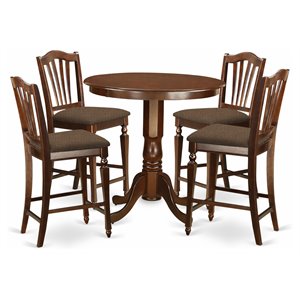 Pemberly Row 5-Piece Mahogany Dining Room Set with Linen Fabric Chairs