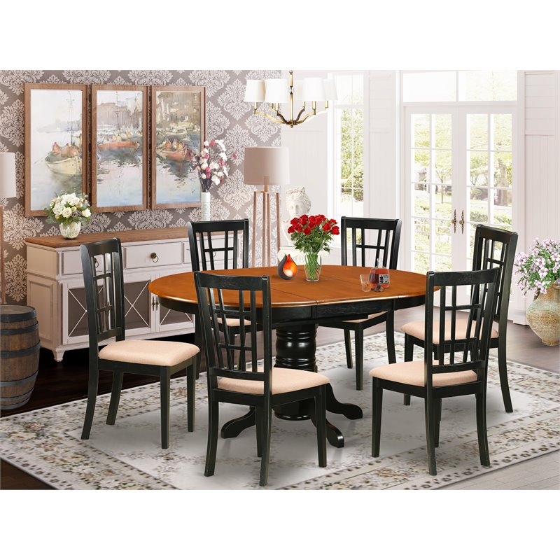 Pemberly Row 7-Piece Wood Kitchen Set with Black/Cherry Finish