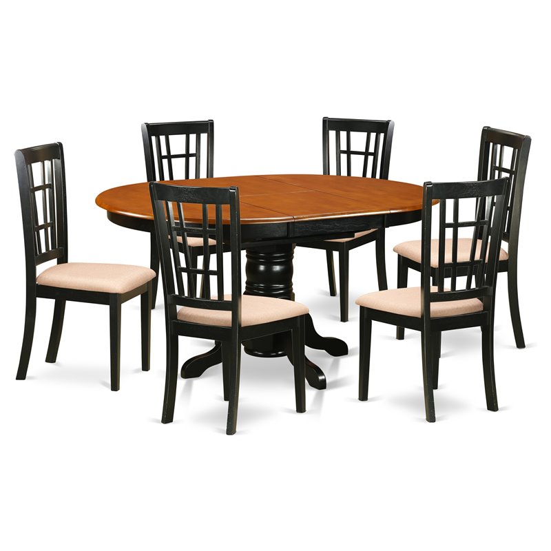 Pemberly Row 7-Piece Wood Kitchen Set with Black/Cherry Finish
