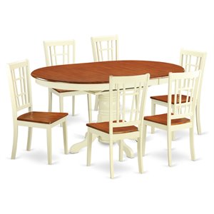 Pemberly Row 7-Piece Wood Kitchen Table Set in Buttermilk Cherry