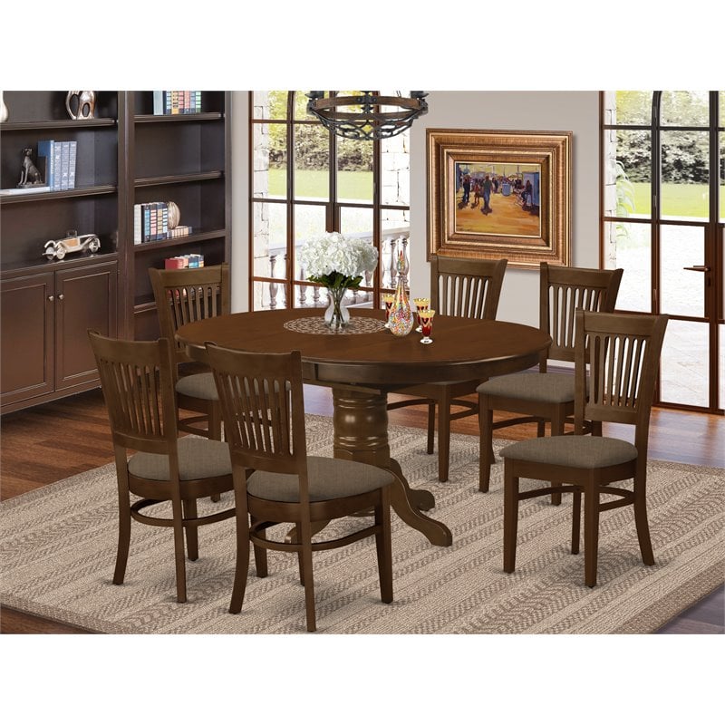 Pemberly Row 7-Piece Dining Room Set with Oval Espresso Table & Chairs