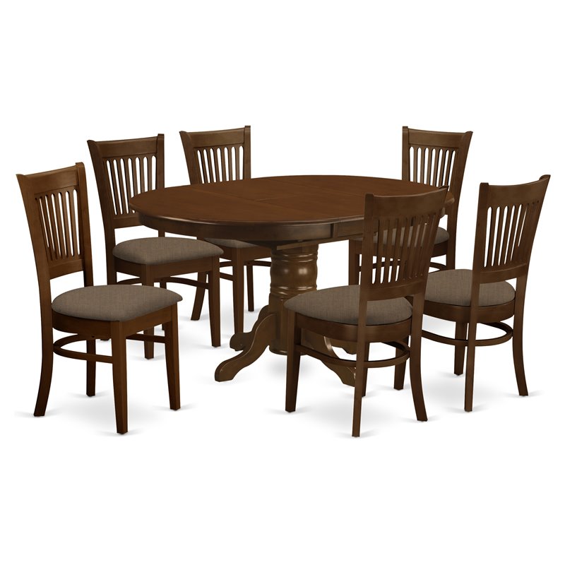 Pemberly Row 7-Piece Dining Room Set with Oval Espresso Table & Chairs
