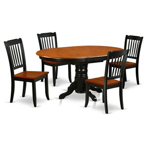 Pemberly Row 5-Piece Wood Dining Set with Slatted Chairs in Black Cherry