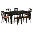 Pemberly Row 7-Piece Dining Set with Black Finish and Faux Leather Seating
